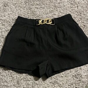 Elegant Black Women's Shorts with Gold Accent